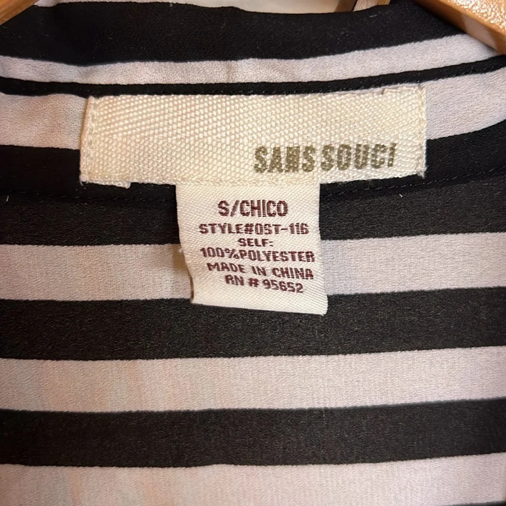 Sans Souci Black and White Striped Oversized Long Sleeve Top, Women’s Size Small - Picture 5 of 7